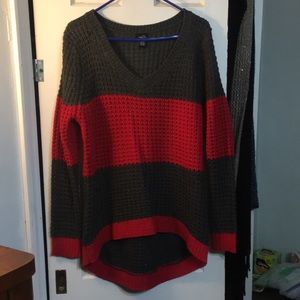 Red and Grey crocheted sweater